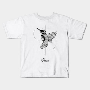 Peace humming bird t-shirt - arty t-shirt Kids T-Shirt